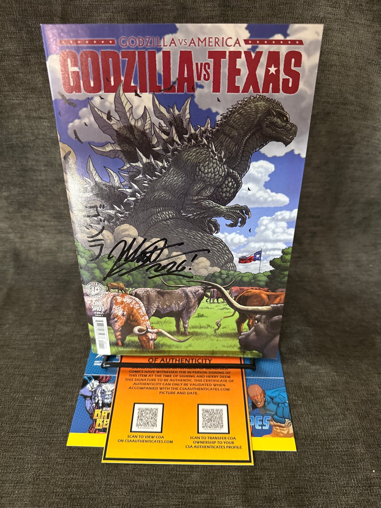 GODZILLA VS AMERICA: TEXAS #1 COVER A MATT FRANK SIGNED – COA INCLUDED