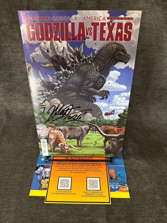 GODZILLA VS AMERICA: TEXAS #1 COVER A MATT FRANK SIGNED – COA INCLUDED