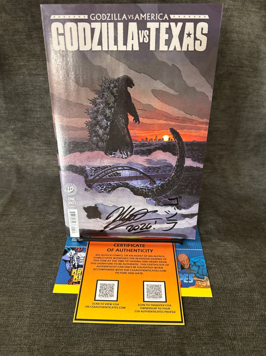 GODZILLA VS AMERICA: TEXAS #1 COVER B MATT FRANK SIGNED – COA INCLUDED